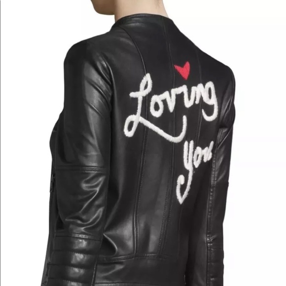 Alice & Olivia Gamma loving you leather jacket S RARE - Picture 3 of 11